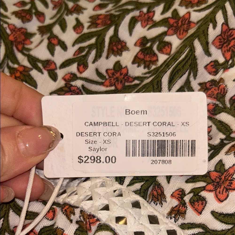 SAYLOR Cream Floral Mini Dress with Green and Orange Print - Picture 4 of 4